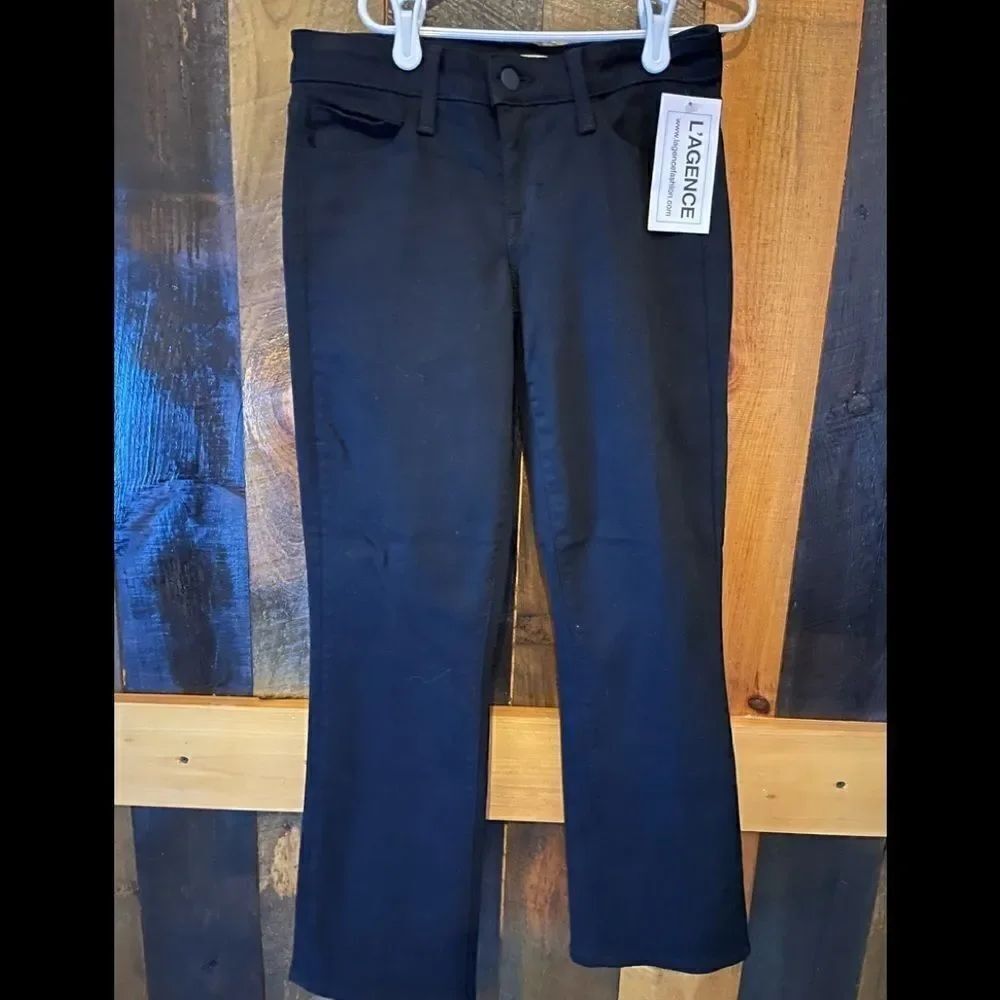 New with tags L’Agence rich black 5 pocket jeans, stretchy waistband, size 25.